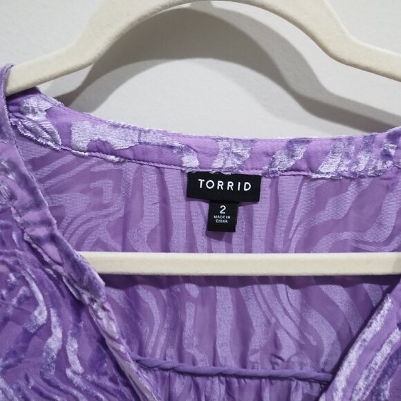 Torrid Velvet Burnout Pullover Long Sleeve Blouse - Picture 10 of 12